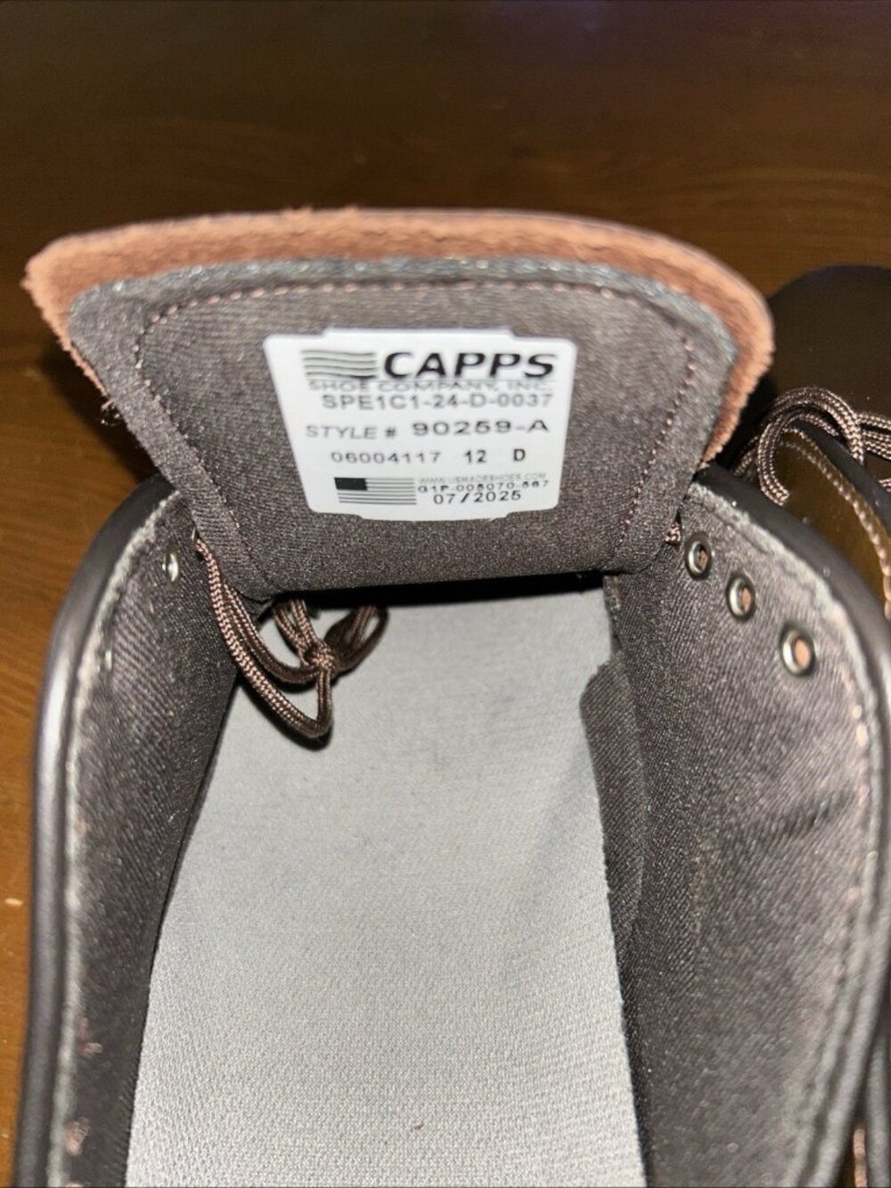Capps Airlite Uniform Footwear 90259-A Brown Oxford Men's Dress Shoes 12 D AGSU - Picture 8 of 8